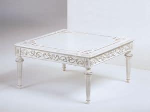 Art. 910 Dec, Square coffee table handmade, for classic hotel