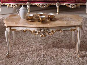 Baroque coffee table, Classic carved coffee table, with marble top