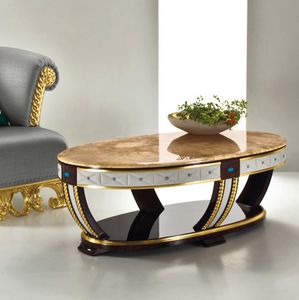 Capri CP181, Oval coffee table, with leather decorations