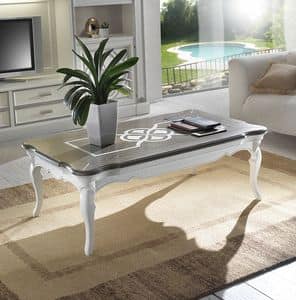 F 503, Coffee table in ash wood, rectangular, two-color top