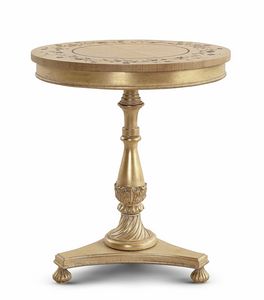 Side table 5032, Round coffee table with floral inlay, classic style
