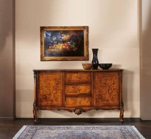 Art. 315, Classic Sideboard in briar with 2 doors and 3 drawers