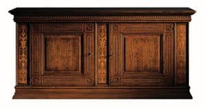 Medicea ME.0450, Walnut sideboard, with 2 doors and 2 drawers, inlaid with maple and rosewood, 1500 Florence style