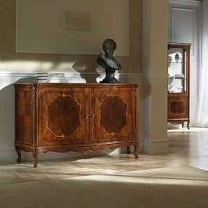 P 101, Walnut sideboard with 2 doors, carved with pantograph