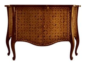 Velasquez RA.0648, Shaped and inlaid walnut sideboard with 2 doors and 2 inside drawers, for classic environments
