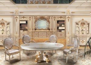 F850 Boiserie, White lacquered wood paneling, for lounges in classic luxury