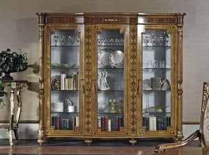 6317, 3 doors veneered display cabinet in classic luxury style