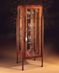 Art Dco Art.537 glass-case 1 door, Display cabinet in ash and Zebrano, with 1 door