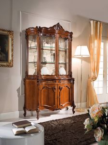Chippendale glass cabinet 2 doors, Classic style glass cabinet