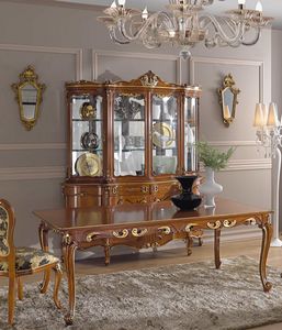 Chippendale glass cabinet 4 doors, Glass cabinet with decorative carvings