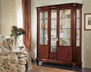 Gardenia glass-case 3 doors, Display cabinet with 3 doors, with curved glass, in classic style