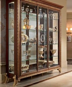 Giotto display cabinet, Solid wood display cabinet, with gold frame and finish