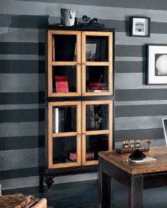 Inglese display cabinet 4 doors, Showcase in black lacquered wood