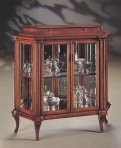 Oxford Art.513 glass-case with drawer, Glass-case with ground crystals and mirror back