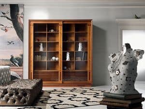 VL25 Le cornici display cabinet, Library display cabinet, with inlay, sliding doors, for living room