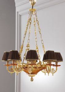 Art. MER 835, Classic chandelier, in brass and crystal, handmade