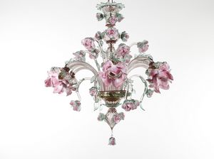 ROSETO, Floral style chandelier, in Murano glass