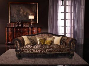 Cristina, Luxury sofa covered in silk, handmade