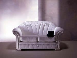 Forma Sofa, Classical sofa, in white leather, for luxury livingroom
