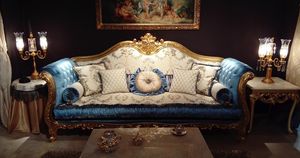 Ludovica, Luxurious sofa with precious hand-made carvings
