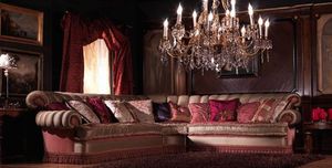 Nathalia Angular, Corner sofa, covered in silk, luxury classic style
