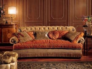 Nathalia sofa, Sofa with quilted backrest, classic style