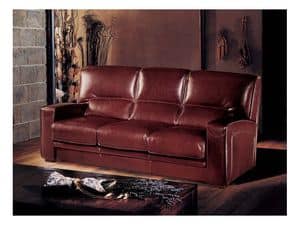 Oregon, Sofa-bed made of leather, handmade finishings