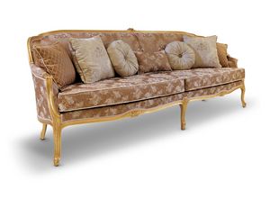 ROMANTICA / 3 seater sofa, Luxury classic 3-seater sofa in gold leaf finish