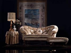 Valeria sofa capitonn, Luxury classic sofa, walnut finish, for living room