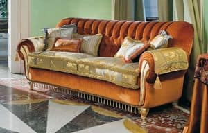 Vivaldi, Upholstered sofa with tufted back, for classic living rooms