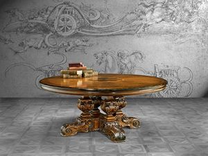 Art. 825 table, Round table with flower-shaped inlay