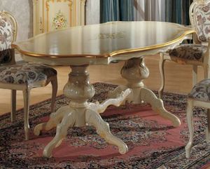 Brianza shaped table, Classic table, with decorative painting