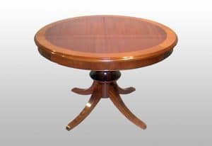 Burke, Round extendable classic table, mahogany veneered