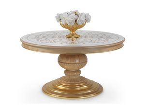 Fiorigi, Table with round top enriched with floral inlay