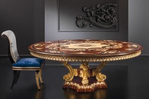 Roma RM164, Luxurious round table with carved base