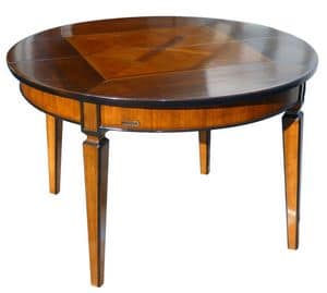 Seggiano ME.0945, Round table in walnut, extensible, tapered legs