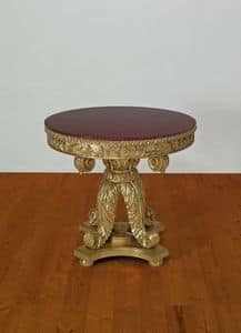 TABLE ART. TL 0002, Carved center table for dining room, in empire style