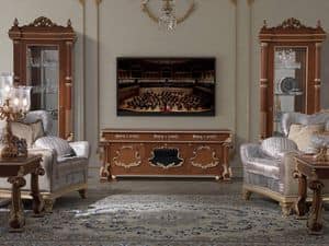 495, Classic tv cabinet, in walnut and myrtle burl