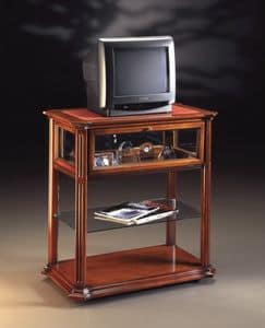 Oxford Art.510 TV trolley, TV stand with castors, in walnut handmade