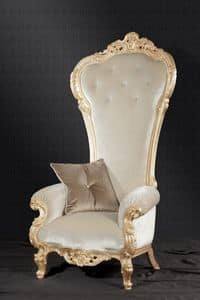 Trono Big, Baroque style armchair ideal for living rooms and hotels
