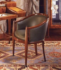 Art Dco Art.551 armchair, Classic armchair in genuine leather