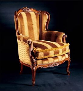Barocco armchair 779, Padded armchair made of inlaid wood, antique style