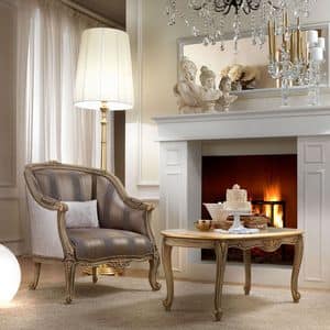 Belle Epoque 487 armchair, Elegant armchair with a classic design, made of hand-carved wood, for sitting rooms and hotels