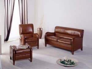 Diana, Brown leather armchair, with high quality finishes