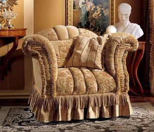 Emanuela armchair, Armchair upholstered with precious fabrics