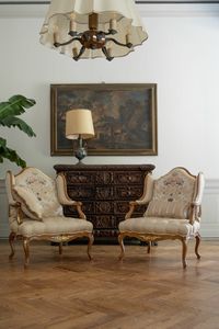 Lilly, Hand-carved Louis XV style armchair