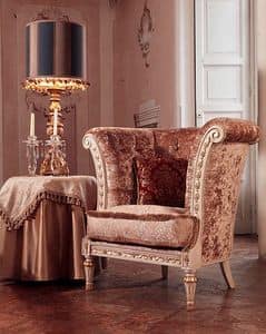 Monnet armchair, Armchair in luxury classic style, quilted covering