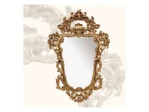 Wall Mirror art. 113, Mirror with wooden frame, Rococo style