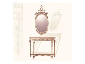Wall Mirror art. 134, Oval Mirror with carved molding, Louis XVI Style