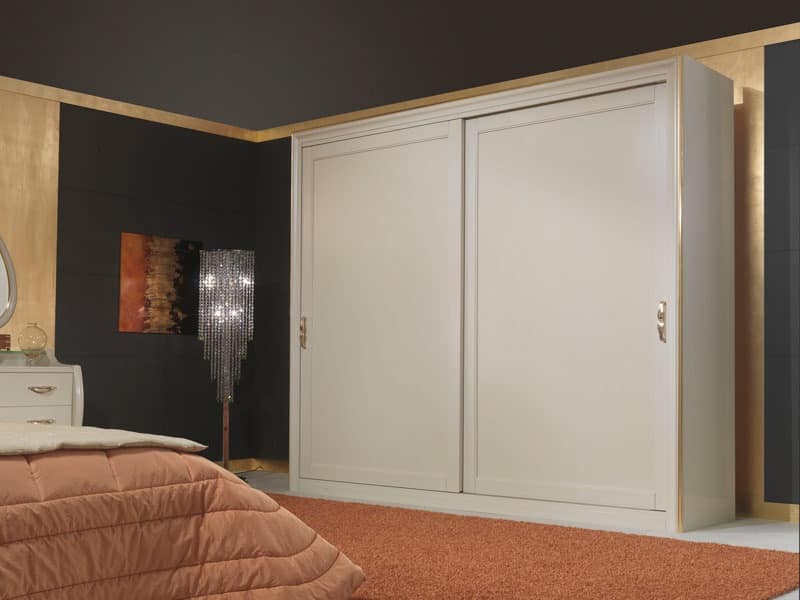 Wooden Wardrobe In Classic Style With Sliding Doors Idfdesign